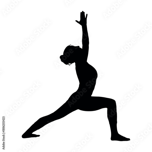 fifth black and white yoga pose silhouette illustration