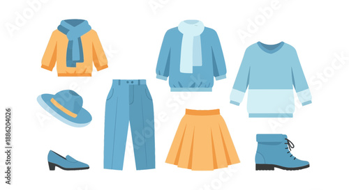 Autumn Winter Clothing Collection - Flat Design