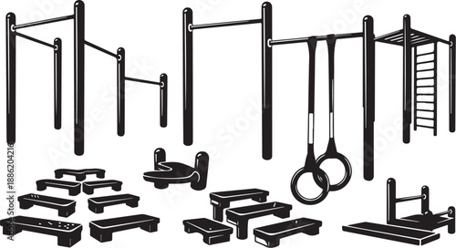 Outdoor fitness equipment for exercise and physical training sessions