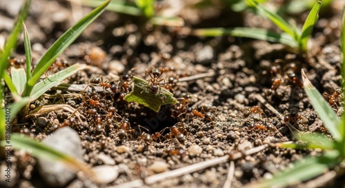 Ants at Work - A Close-Up of Leafcutter Ants in Action.