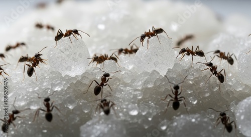 Ants Feast - A Close-Up of Ants on Sugar Cubes.