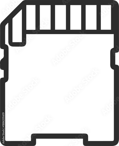 Outline icon depicting a compact digital storage solution, often utilized in modern electronic devices for efficient data management and quick information transfer