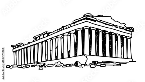 Photos PNG Acropolis of Athens Greece doodle illustration, transparent background