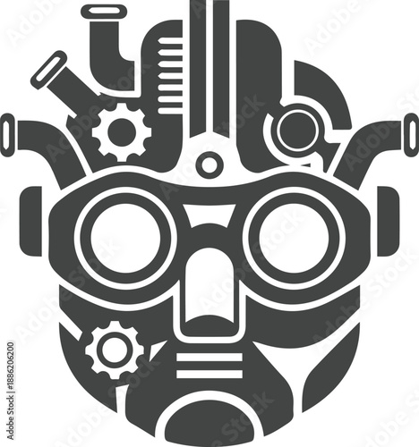 Steampunk Robot Heart with Gears and Goggles - A Symbol of Mechanical Innovation and Industrial Design