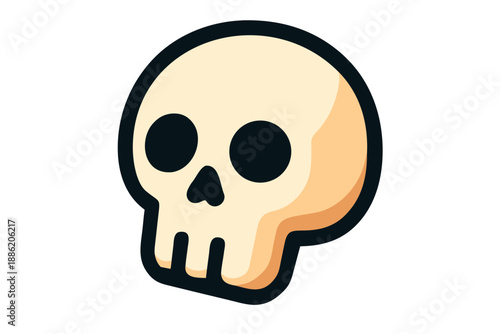 Cartoon Skull Icon with Bold Lines and Vibrant Shading