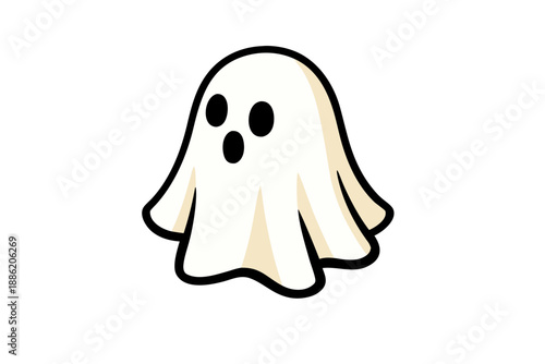 Friendly Cartoon Ghost Character with Simple Design