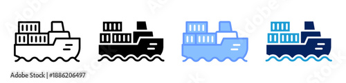 sea freight icon set multiple style collection