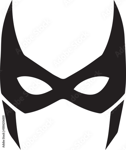 Superhero Mask Silhouette Vector - A stylized graphic representation of a superhero mask, perfect for designs celebrating courage and fantasy