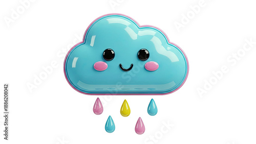 Happy Cartoon Cloud with Colorful Rain Drops