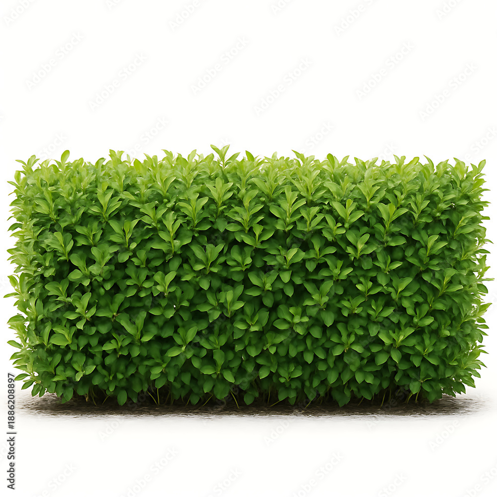 Fototapeta premium Lush Green Hedge Isolated on White Background 2.