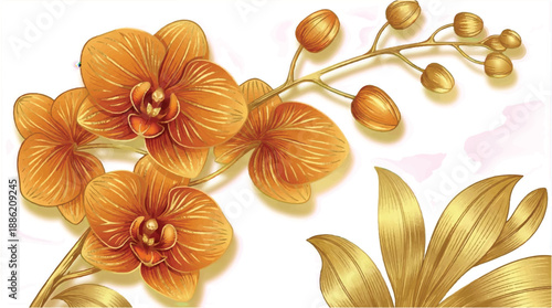 Exquisite Orchid Bloom - Hand-Drawn Style Vector Illustration for Elegant Projects