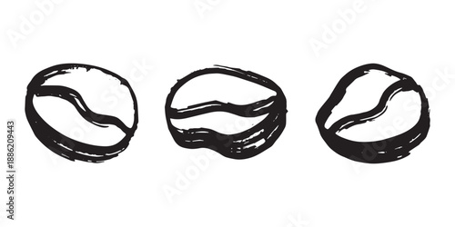 Set of hand drawn fresh roasted coffee bean Arabica robusta seed doodle Single element for design print packaging label decor