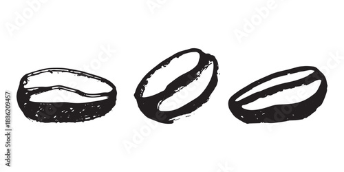 Set of hand drawn fresh roasted coffee bean Arabica robusta seed doodle Single element for design print packaging label decor