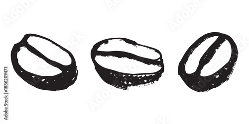 Set of hand drawn fresh roasted coffee bean Arabica robusta seed doodle Single element for design print packaging label decor
