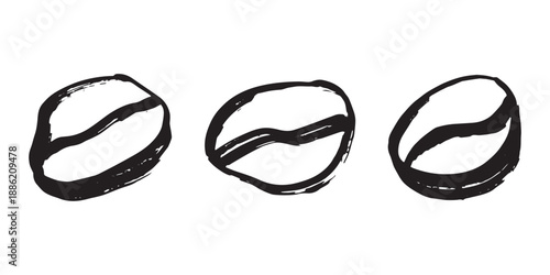 Set of hand drawn fresh roasted coffee bean Arabica robusta seed doodle Single element for design print packaging label decor