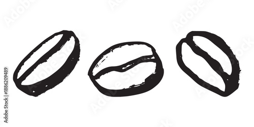Set of hand drawn fresh roasted coffee bean Arabica robusta seed doodle Single element for design print packaging label decor