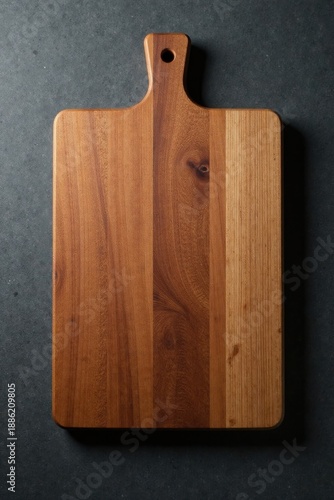 A Rustic Wooden Cutting Board with a Hand-Hewn Handle, Ideal for Culinary Creations