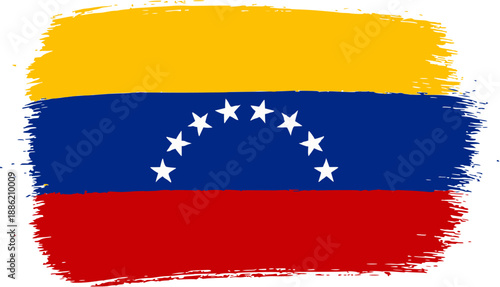 Brush painted Venezuela flag. Watercolor drawing flag Venezuela.