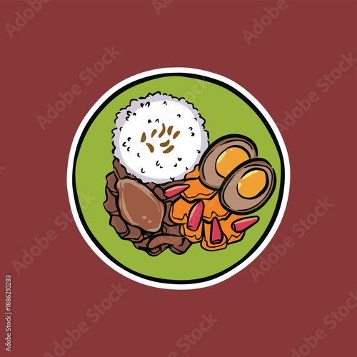 Cute Sweet Javanese Jackfruit Stew Illustration Hand Drawn Sticker 