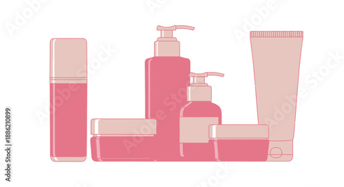 Cosmetic Bottles and Jars Set - Skincare Products Collection
