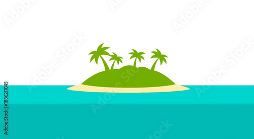 Tropical Island Paradise with Palm Trees and Ocean