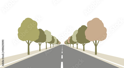 Perspective Road with Trees