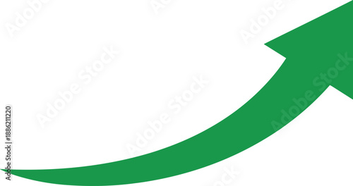 A green arrow pointing upwards indicating positive direction and progress viewed from a straightforward perspective