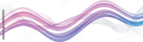 Abstract wavy lines in purple, blue, and pink hues flowing across a white background, viewed from a straight-on perspective