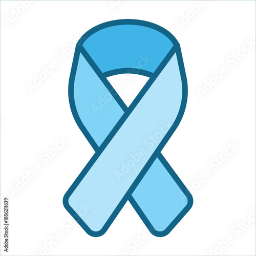 Blue ribbon symbolizing prostate cancer awareness, suitable for medical websites, brochures, and campaigns promoting mens health and cancer research.