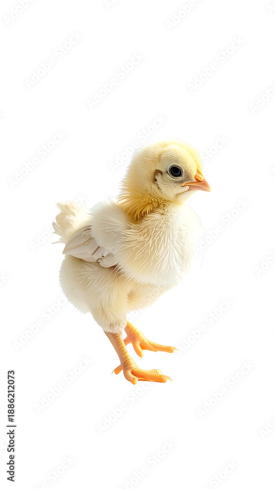 Fototapeta premium Gentle Chick Walking on a Soft White Background