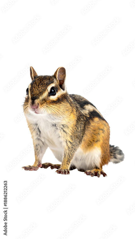 Obraz premium Calm Chipmunk on White Background