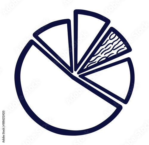 Vector illustration of a hand drawn pie chart showing business data analysis