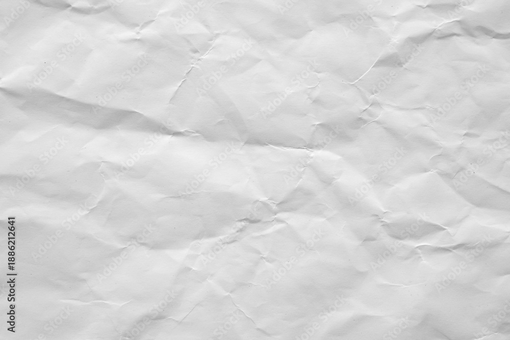 Fototapeta premium Blank white wrinkled crumpled paper sheet texture background