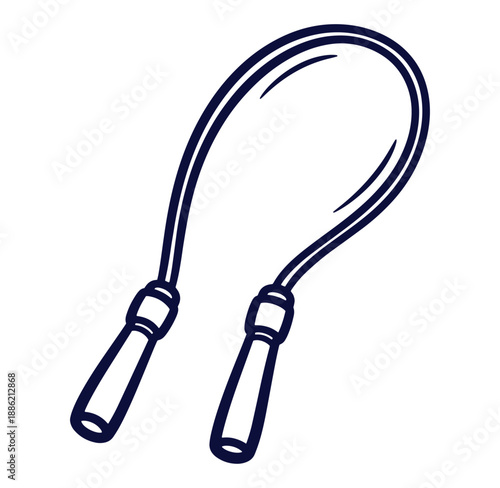 Vector illustration of a simple dark blue outline jump rope isolated on white
