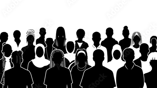 Diverse Crowd Silhouette People Gathering Together.