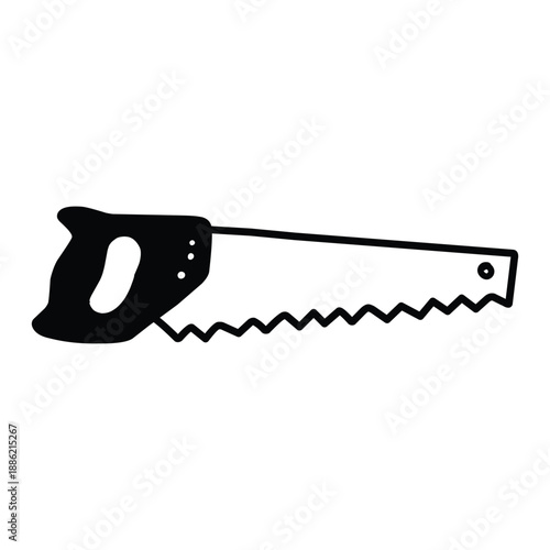 Woodworking Hand Saw Vector Line Art