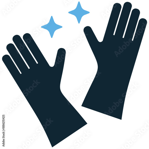 Cleaning gloves icon vector for hand protection. Ideal for rubber safety wear, chemical handling, washing dishes, and hygiene tools.