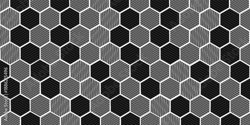 Abstract seamless pattern. Optical illusion of the movement of geometric shapes. Monochrome image.
