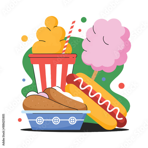 Modern flat vector art of the American flag, bold design with stars and stripes, representing USA patriotism and freedom