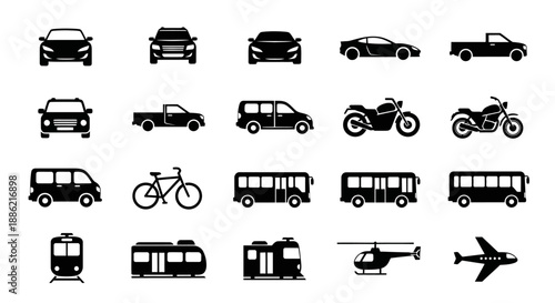 Collection of Transportation Icons Vector Set.
