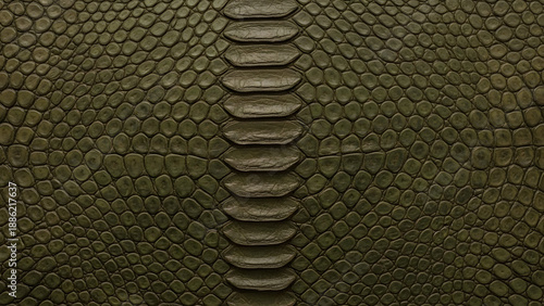 Close up of dark green snake skin texture with scales and patterns.