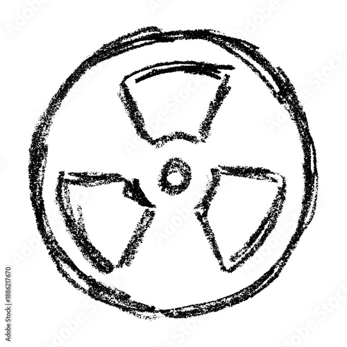 Hand drawn radiation sign Nuclear radiation hazard symbol Radioactive danger warning sign clipart in doodle style Nuclear safety Radioactive waste Single element for print, web, design, decor