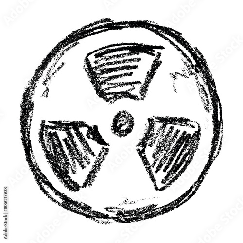 Hand drawn radiation sign Nuclear radiation hazard symbol Radioactive danger warning sign clipart in doodle style Nuclear safety Radioactive waste Single element for print, web, design, decor