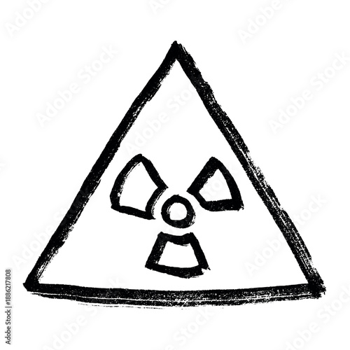 Hand drawn radiation sign Nuclear radiation hazard symbol Radioactive danger warning sign clipart in doodle style Nuclear safety Radioactive waste Single element for print, web, design, decor