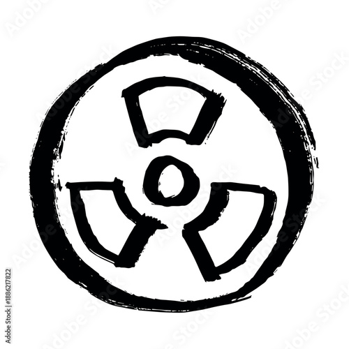 Hand drawn radiation sign Nuclear radiation hazard symbol Radioactive danger warning sign clipart in doodle style Nuclear safety Radioactive waste Single element for print, web, design, decor