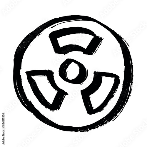 Hand drawn radiation sign Nuclear radiation hazard symbol Radioactive danger warning sign clipart in doodle style Nuclear safety Radioactive waste Single element for print, web, design, decor