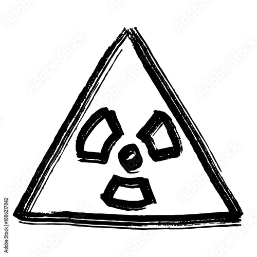 Hand drawn radiation sign Nuclear radiation hazard symbol Radioactive danger warning sign clipart in doodle style Nuclear safety Radioactive waste Single element for print, web, design, decor