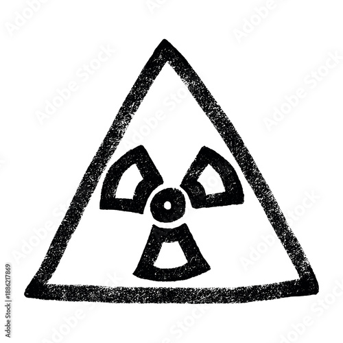 Hand drawn radiation sign Nuclear radiation hazard symbol Radioactive danger warning sign clipart in doodle style Nuclear safety Radioactive waste Single element for print, web, design, decor
