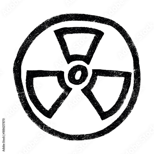 Hand drawn radiation sign Nuclear radiation hazard symbol Radioactive danger warning sign clipart in doodle style Nuclear safety Radioactive waste Single element for print, web, design, decor