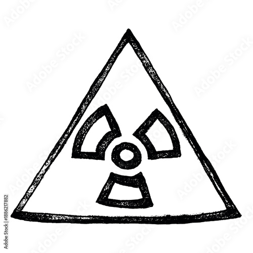 Hand drawn radiation sign Nuclear radiation hazard symbol Radioactive danger warning sign clipart in doodle style Nuclear safety Radioactive waste Single element for print, web, design, decor